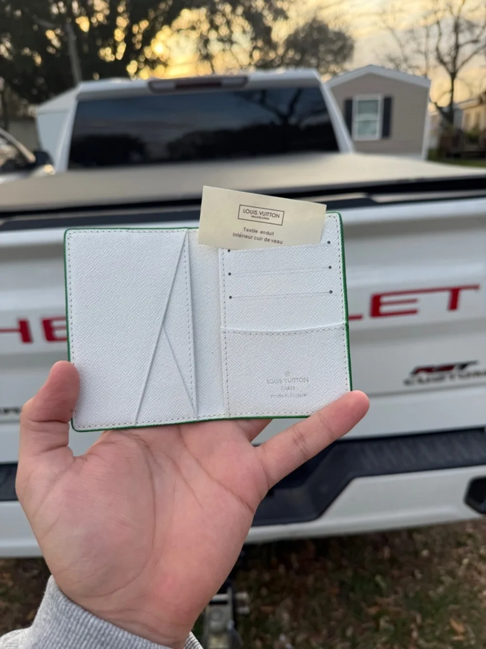 Green Monogram Money Clip Card Holder